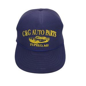 Vintage Nissin Snapback Foam Trucker Cap Hat C&G Auto Parts Tupelo MS Blue